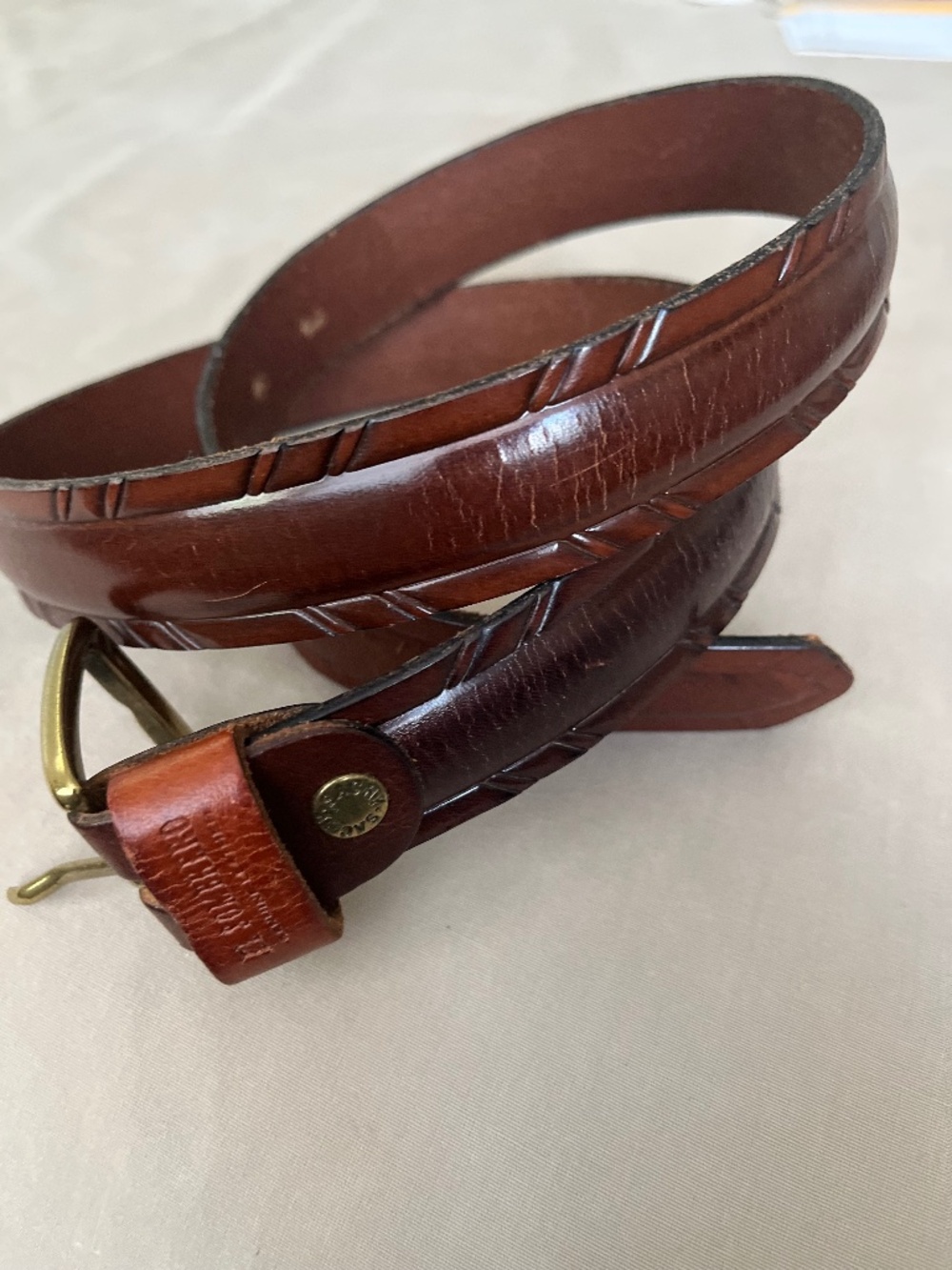 VTG El Sombrero Leather Belt Brown Sz 30 Madein Italy